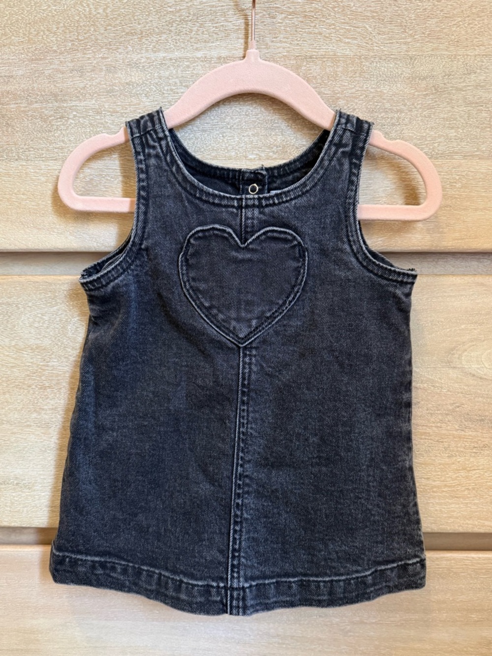 NWOT Baby Gap Heart Denim Dress - Black 6-12 M